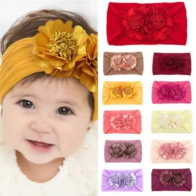 Flower Headband Elastic Baby Turban Headwrap Kids Hairband Hair Accessories - • $2.37