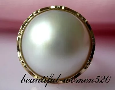 Z1962  8# 20mm White South Sea Mabe Pearl Ring 14k • $172