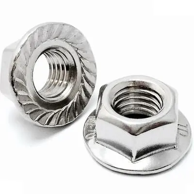 18-8 Stainless Steel Serrated Hex Flange Lock Nuts 6-32 8-32 10-24 10-32 1/4-20 • $9.23