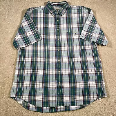 Eddie Bauer Shirt Men 3XL Tall Button Down Plaid Outdoor Hike Work Vintage Green • $17.60