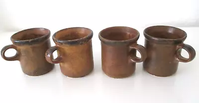 Set Of 4 MCCOY Pottery Canyon Mesa Brown 1412 Coffee Mug Cups Vintage  AZ33 • $29