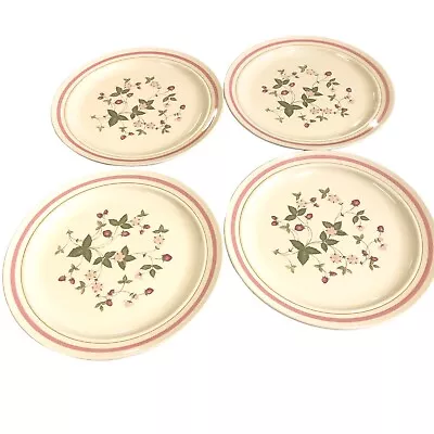 4 Newcor Stoneware Plates STRAWBERRY PATCH 1986 Dinner Retired 10 Inch Vtg • $29.99