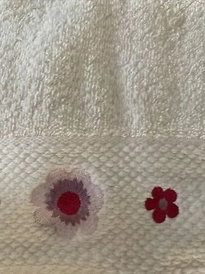 LAURA ASHLEY  WHITE HAND TOWEL With Pink Embroidery Edge 45x82cm 100% Cotton • £10