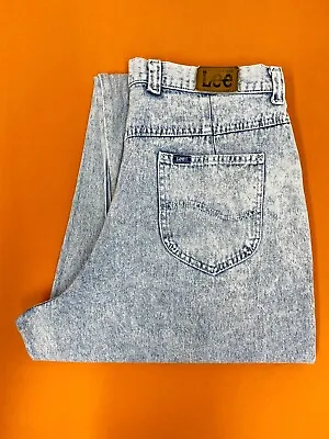 Lee Riders Vintage Blue Acid Wash Jeans Size 34x33 (Tag 36x34) Made In USA • $38