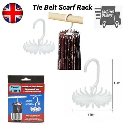 £3.75 • Buy Rotating Belt Tie Scarf Hanger Rack Closet Organizer  Holder 20 Hooks Spin 360º