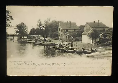 1906 View Looking Up The Canal Rowboats Houses Millville NJ Cumberland Co PC • $11.38