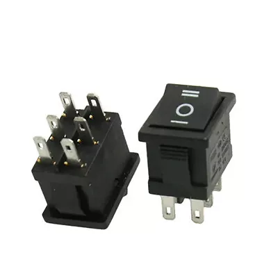 Black Rocker Switch ON-OFF-ON 6 Pin 21X15mm DPDT 6A/250VAC 10A/125VAC 2/5/10 Pc • $6.29
