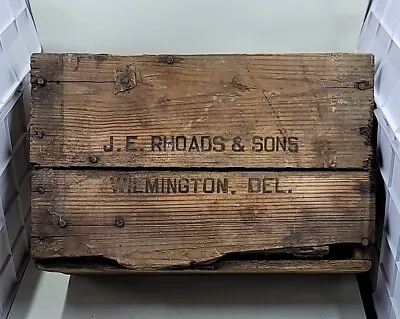 Old Vintage Wood Box Crate J.E.RHOADS & Sons Wilmington  DE • $6.99