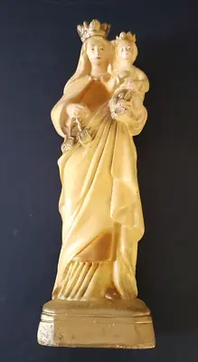 VTG Chalkware Crowned Madonna & Child Statue 13  Tall • $45.95
