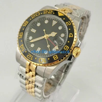 £81.86 • Buy 40mm Black Dial Mingzhu DG3804 GMT Automatic Mens Wrist Watch Sapphire Date Gift