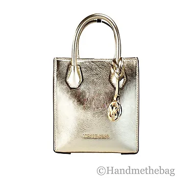 Michael Kors Mercer XS Pale Gold Metallic North South Shopper Crossbody Bag • $84