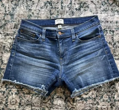 J Crew Women’s Size 26 Indigo Denim Cut Off Jean Shorts  Mid Rise Stretch Blue • $18.99