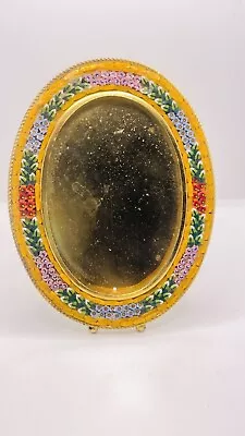 Vintage Italian Miniature Micro Mosaic Flower Oval 4  Picture Frame Photo Easel • $29.99