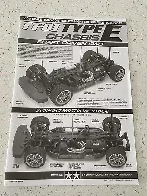 11050688 Tamiya TT01 Type E Chassis Kit Instruction Manual NSX/Mercedes/BMW/Audi • $4.99