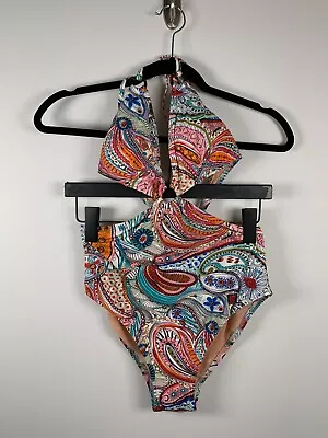 J. Crew Size 6 Women's One Piece Cutout Swimsuit Ratti Scribble Floral Print • $24.99