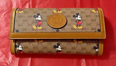 GUCCI GG X Disney Mickey Mouse Flap Magnet Wallet With Box Italy Continental  • $1327.41