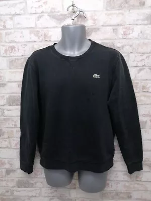 LACOSTE SPORT M Mens Sweater Jumper Pullover Crew Neck Long Sleeve Black Cotton • £15