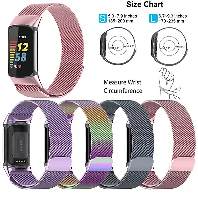 $10.95 • Buy For Fitbit Charge 5 4 3 2 Milanese Wrist Band Straps Replacement Magnetic Clasp