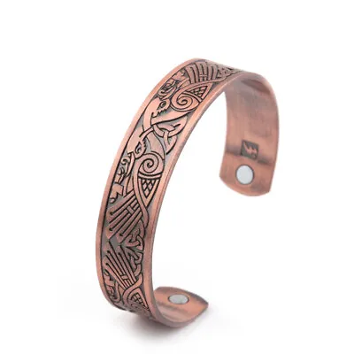 Vintage 7 Inch Men's Norse Viking Celtic Trinity Knot Irish Cuff Bangle Bracelet • $12.07