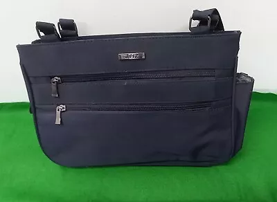 Microfibre Lawn Bowls Navy Ladies Handbag 2 Zip Compartment Front Zip Pockets  • $23.90