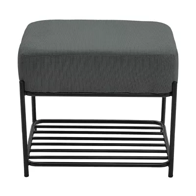 Shoes Changing Stool Small Rectangle Corduroy Footstool Bench Metal Shoe Shelf • £36.95