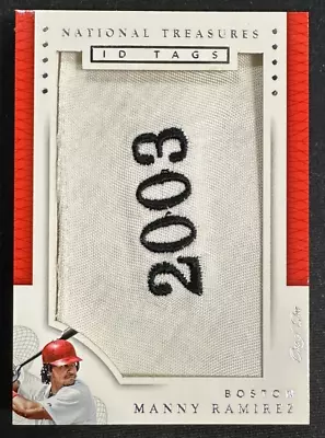 2016 National Treasures Manny Ramirez Game Worn Jumbo ID Number Tag Patch 1/1 • $499.99