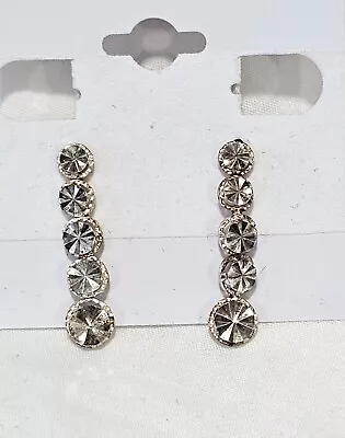 Vintage Beverly Hills Silver Earrings Diamond Cut Sterling Silver Drop Dangle • $21