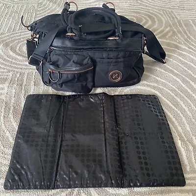 Mimco Bag Large Spendiosa Baby Bag Black Rose Gold  Nappy Bag EUC + Change Mat • $127.20