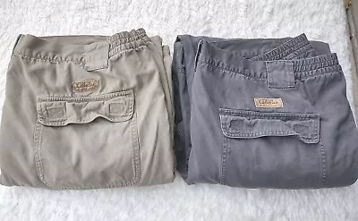 Lot Of 2 CABELAS TRAIL HIKER Cotton Plaid Lined Cargo Pants Sz 44 X32 Gray Tan  • $23.99