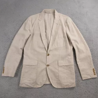 J.CREW Thompson Blazer Suit Jacket Sport Coat Size 40R Linen Cotton Beige Solid • $84.98