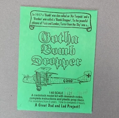 WWI Gotha G.V. Bomb Dropper Fiddler's Green Aircraft Paper Airplane Model  1/60 • $11.25