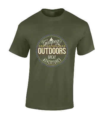 Camping Outdoors Great Adventure Mens T Shirt Camper Van Hiking Walking Top • £7.99