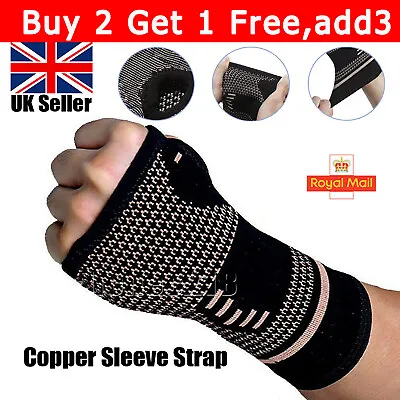 £3.54 • Buy Copper Wrist Hand Brace Support Fit Carpal Tunnel Splint Strap Arthritis Sprain
