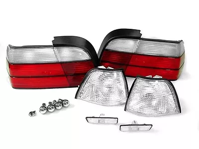 DEPO Clear Corner+Tail+Side Marker Light +Chrome Bulb For 97-98 BMW E36 4D Sedan • $158.34