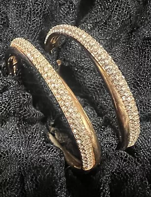 Michael Kors Rose Gold BRILLIANCE STATEMENT Pave' Twisted Hoop Earrings • $55