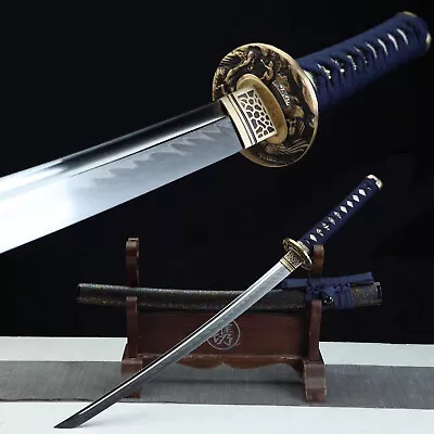 30'' Clay Tempered T10 Steel Wakizashi Japenese Samurai Sword Full Tang Sharp • $128.99
