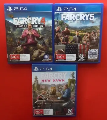 $39.95 • Buy Far Cry 4 + 5 + New Dawn PS4 X3 Games Very GoodTRACKING+FREE POSTAGE+OZ DISPATCH