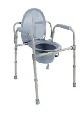 Bedside Commode Toilet Chair Portable Grey With Lid Mobility Aid PEPE • £29.99