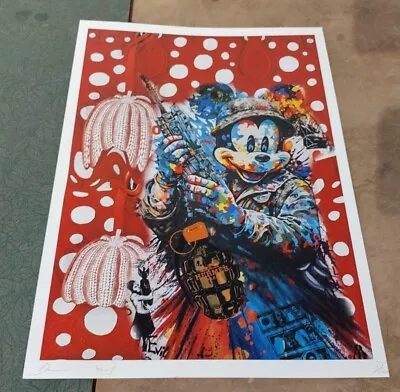 DEATH NYC Ltd Ed Signed Art Print 45x32cm Military Mickey Mouse Yayoi Kusama • $169.99