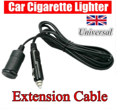 £6.99 • Buy 12V Car Cigarette Lighter Extension Cable Power Charger Adapter Socket Cap 3M UK