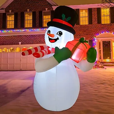 5 FT Tall Snowman With A Gift Christmas Inflatable Decoration Built-In LEDs • $35.95