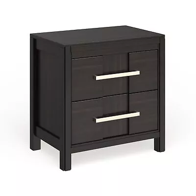 Tass Transitional Solid Wood 2-Drawer Nightstand By Espresso 2-drawer • $201.87