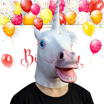 £6.89 • Buy Horse Unicorn Head Mask Latex Panto Fancy Dress Halloween Adult Costume Cosplay