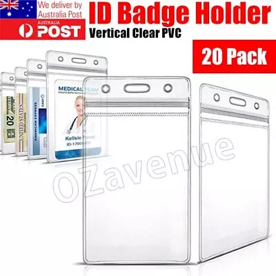 QUALITY Vertical Clear Card ID Holder Sleeve Office Name Tag Pass Lanyard 20pcs • $4.89