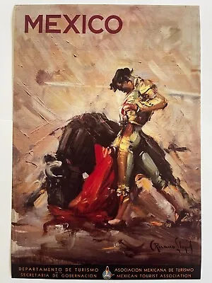 Mexican Bull Fighter Poster Vintage Mexico Travel Poster Art Print • $14.99