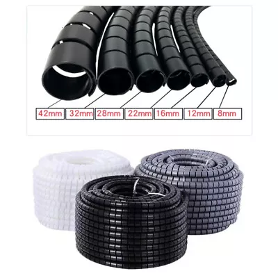 2M Flexible Spiral PE Tube Cable Organizer Wire Wrap Cord Protector Wire Storage • £5.60