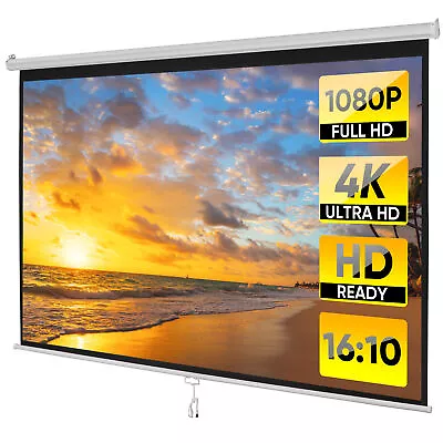  Easy Pull-down 100   Projector Screen 16:10hd  Projection Screen Manual Home • $48.58