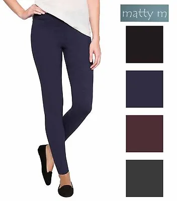 Matty M Women's Slub Ponte Pants Pull On Legging With 2 Back Pocket • $13.99