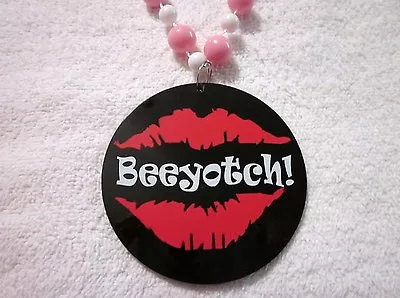 Classic  Beeyotch  Mardi Gras Disc Bead Red Lips Queen Bitch Disc (b1048) • $5.85