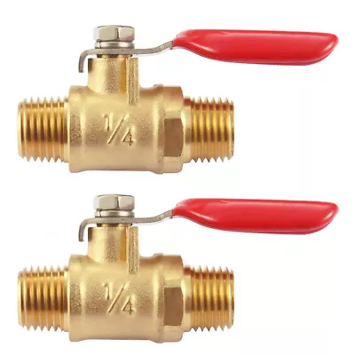 2 PCS Brass Water Mini Ball Valve Shut Off Switch 1/4  NPT Male Brass USA NEW • $9.79